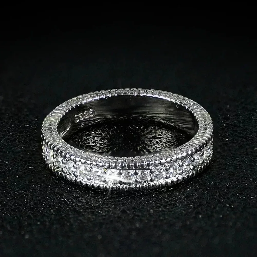 NEW Diamond‎ Simulant Engagement Band Ring Set